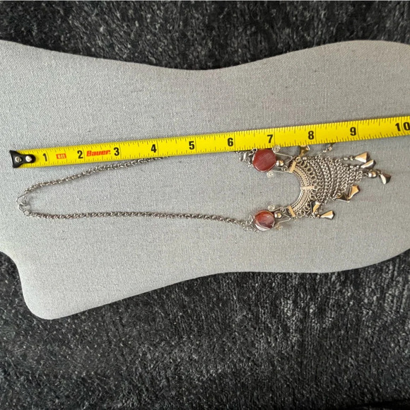 Artisan Peru Necklace • Signature Peruvian Wire Work w/ Cognac Brown Stone - Picture 4 of 5